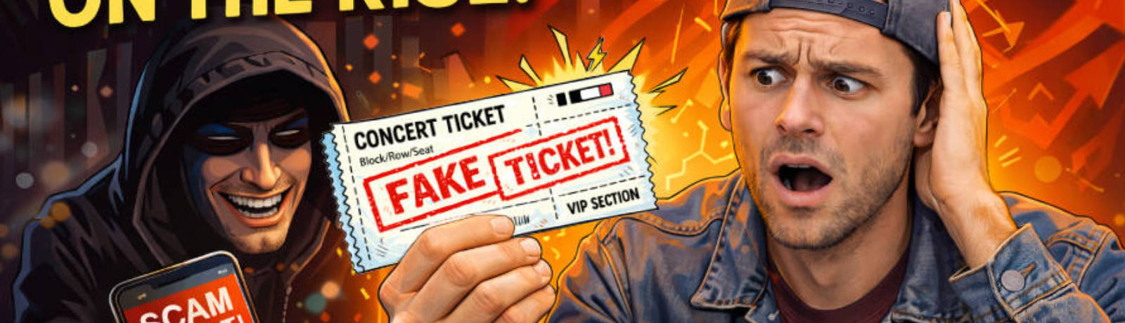 Ticket scam awareness illustration