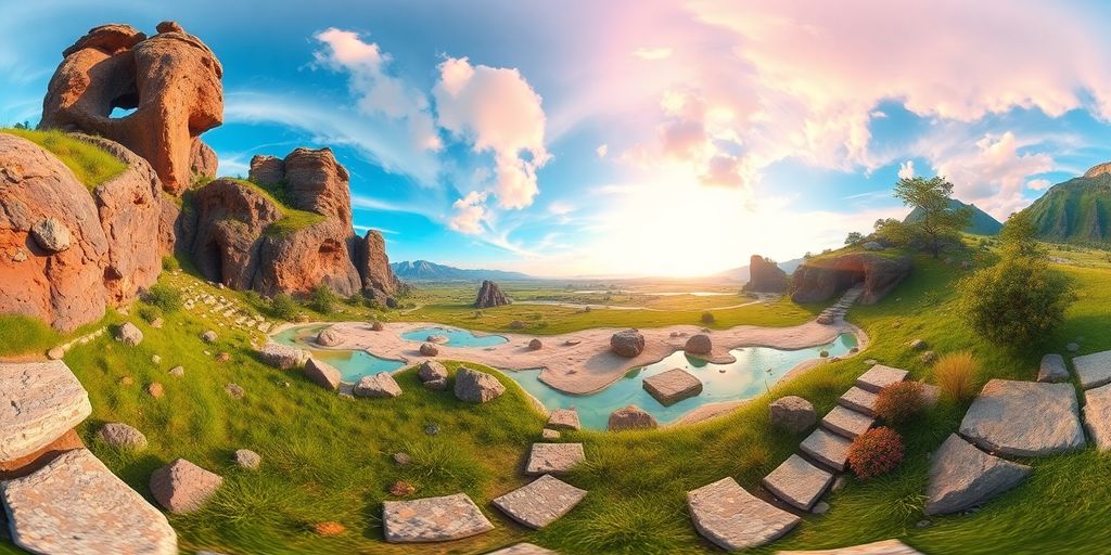 360-degree immersive landscape view for virtual tours.