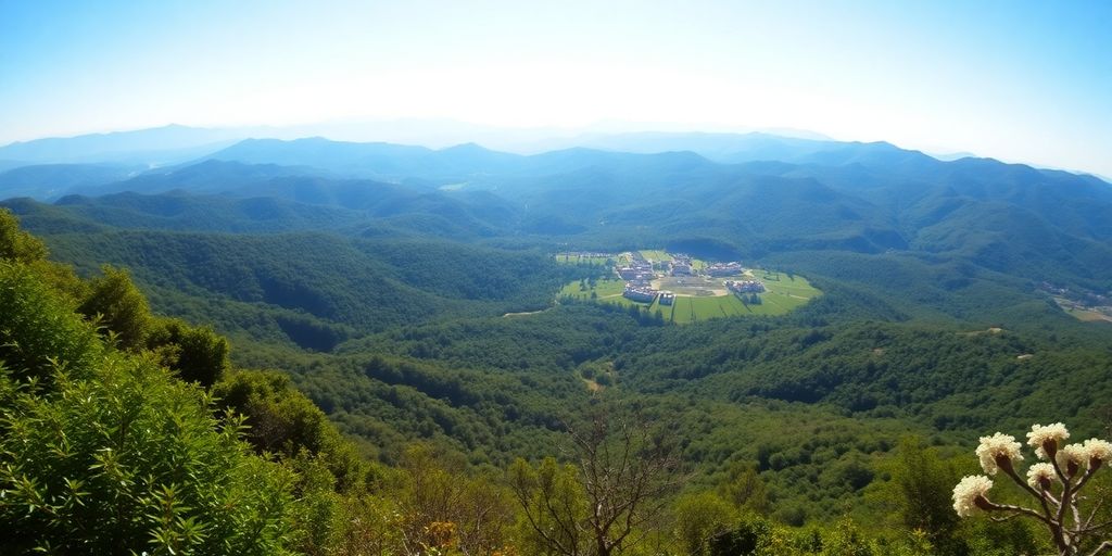 Panoramic view of a scenic landscape for virtual tours.