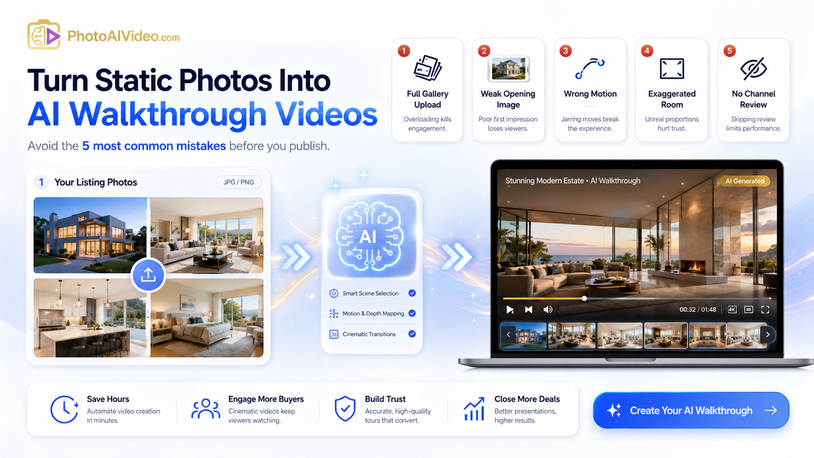Five mistakes to avoid when creating AI walkthrough videos from static real estate media