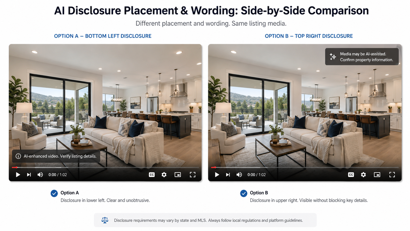 Comparison of MLS disclosure overlay requirements across two different boards