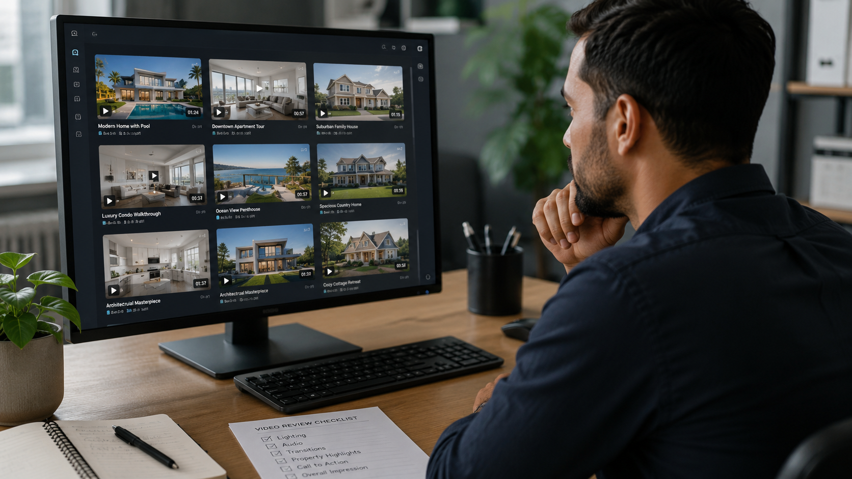 Compliance officer reviewing listing videos during a routine MLS audit