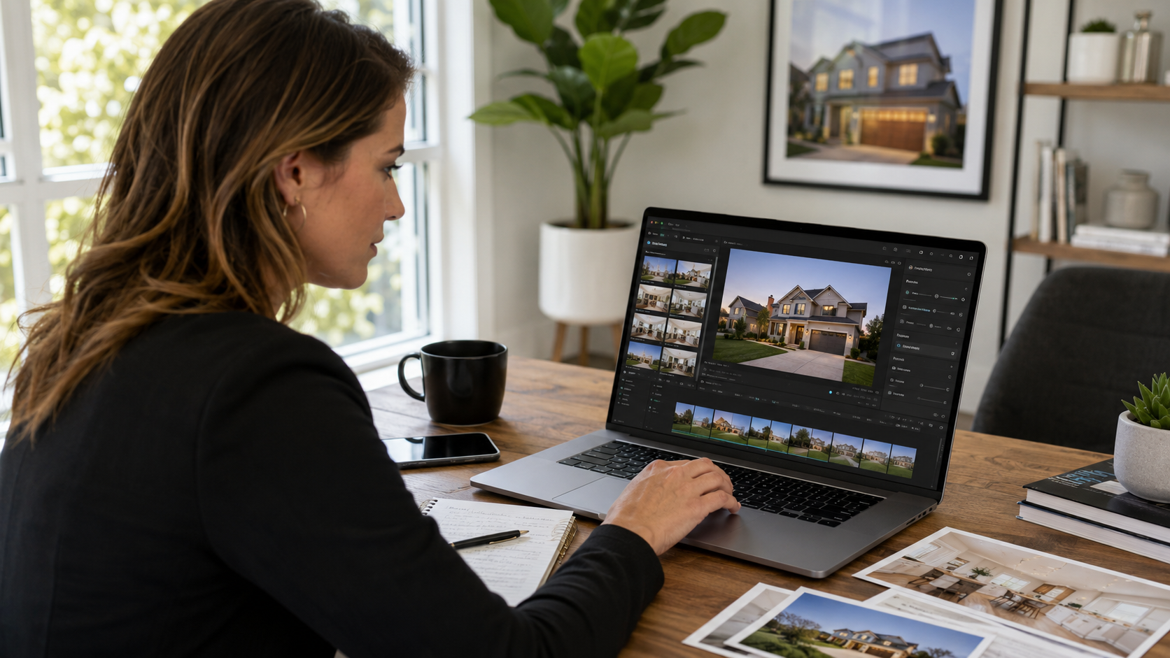 Real estate agent uploading listing photos into video generation software