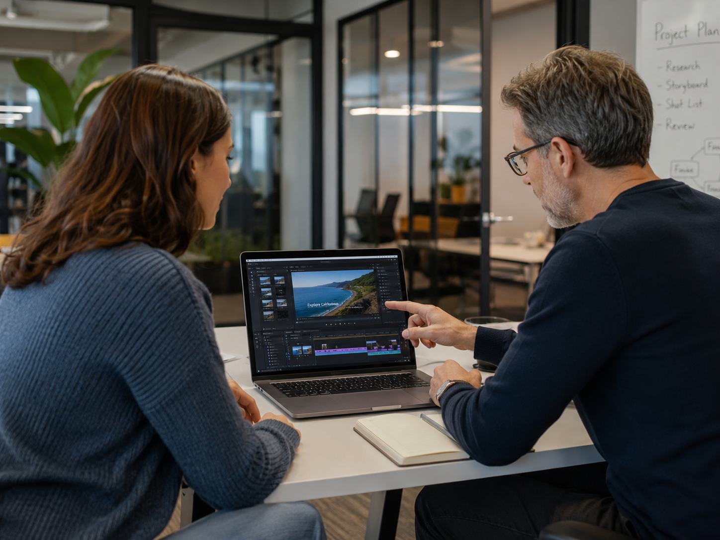 Marketing director and daily agent user testing real estate video software together