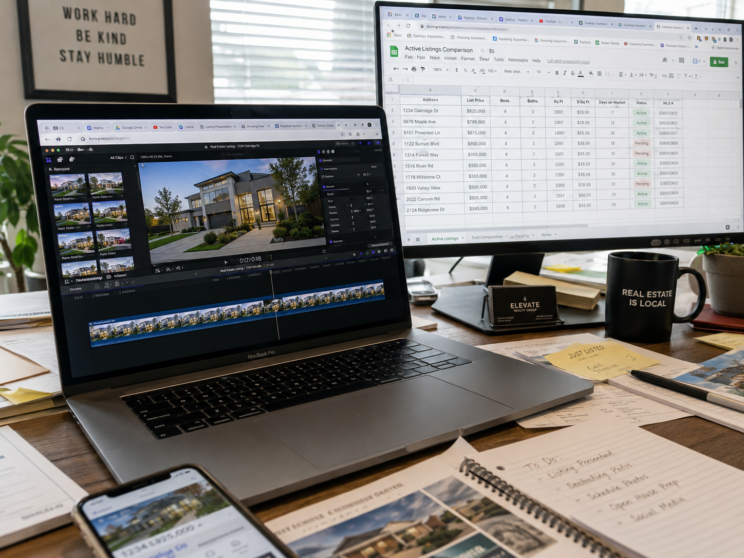 Marketing coordinator juggling three separate platforms for real estate video, hosting, and tracking