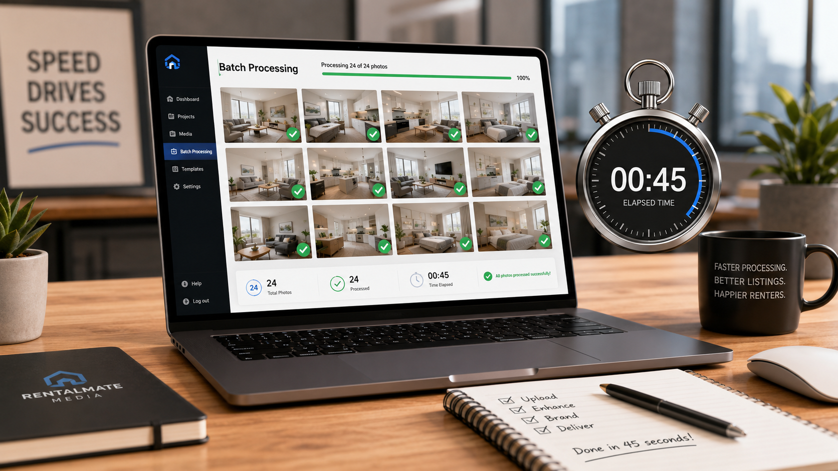 Property manager quickly producing videos for multiple vacant rental units