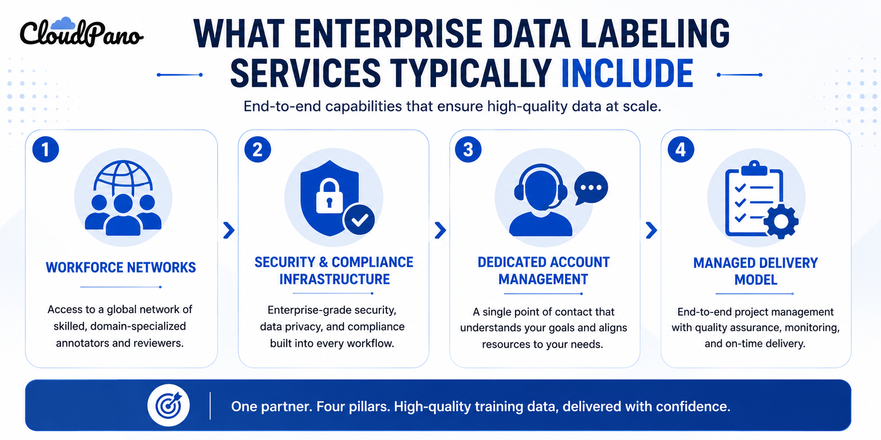 Infographic of what enterprise data labeling services typically include