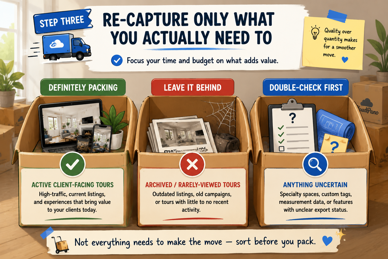 Not everything needs to make the move — sort before you pack