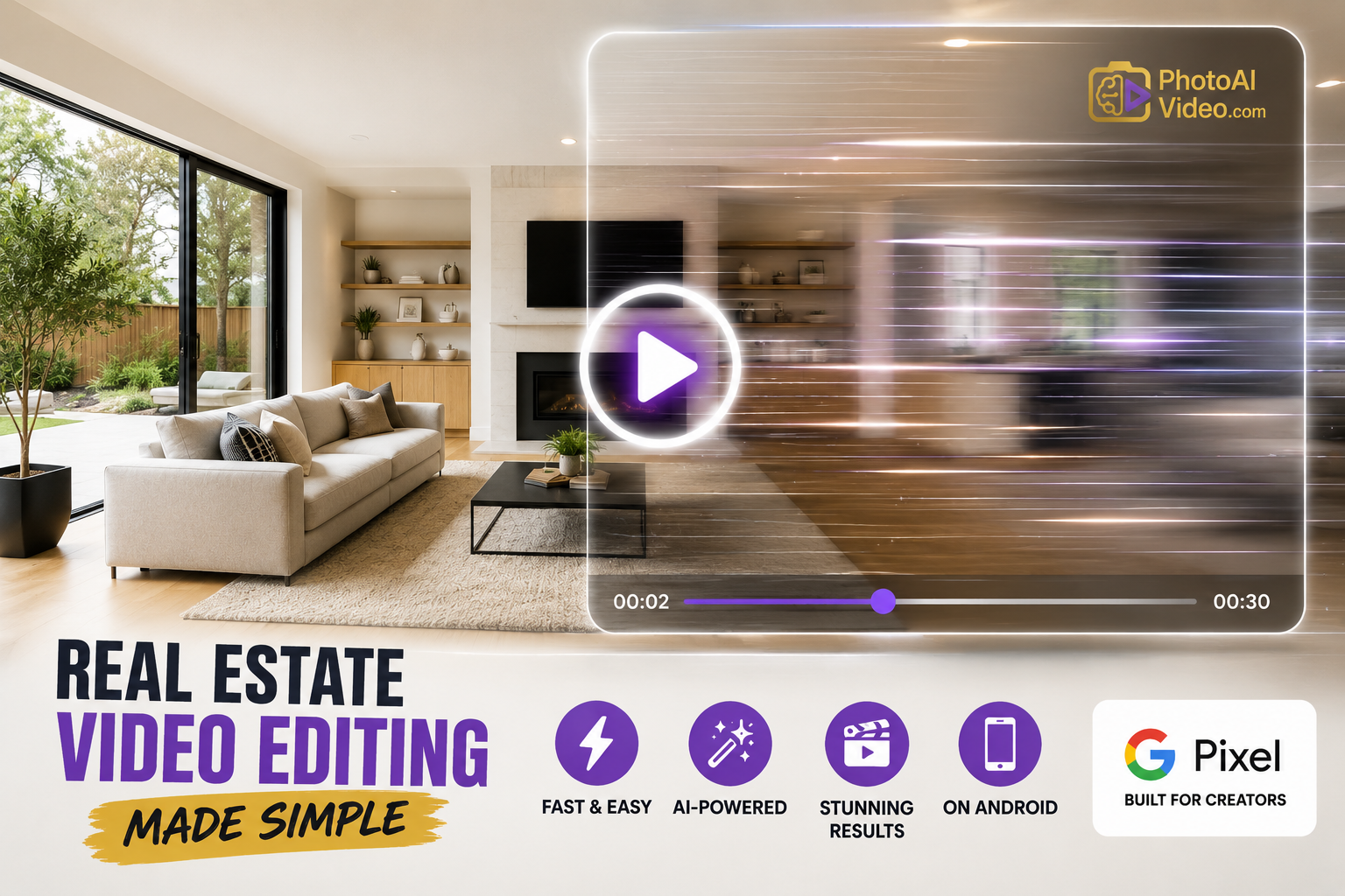 Real estate animation video maker turning a listing photo into motion