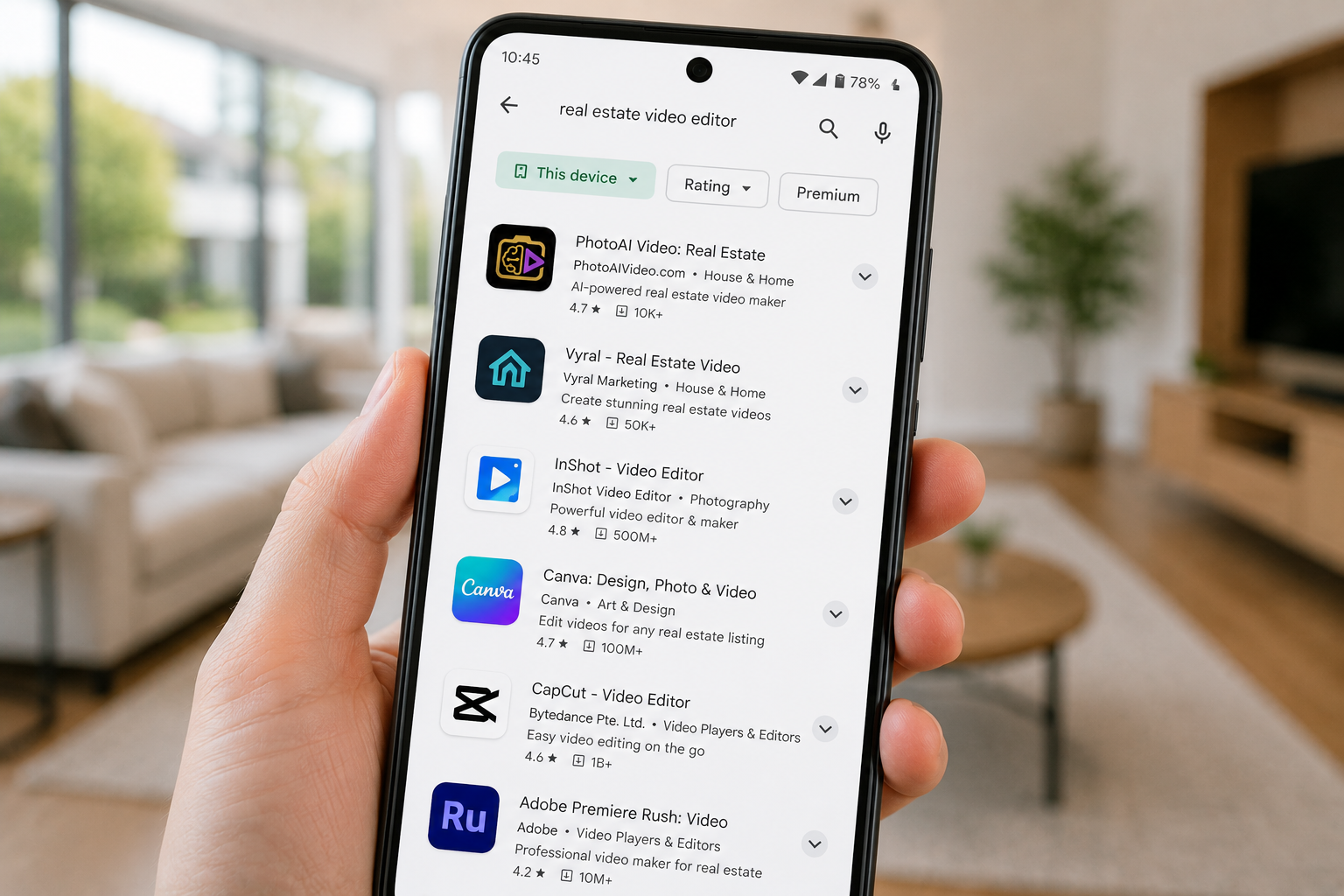 Searching Google Play for the best real estate video creator app