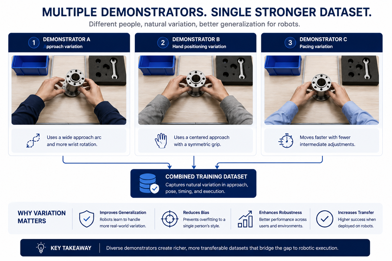 Illustration of demonstrator variation across multiple participants for robot learning data