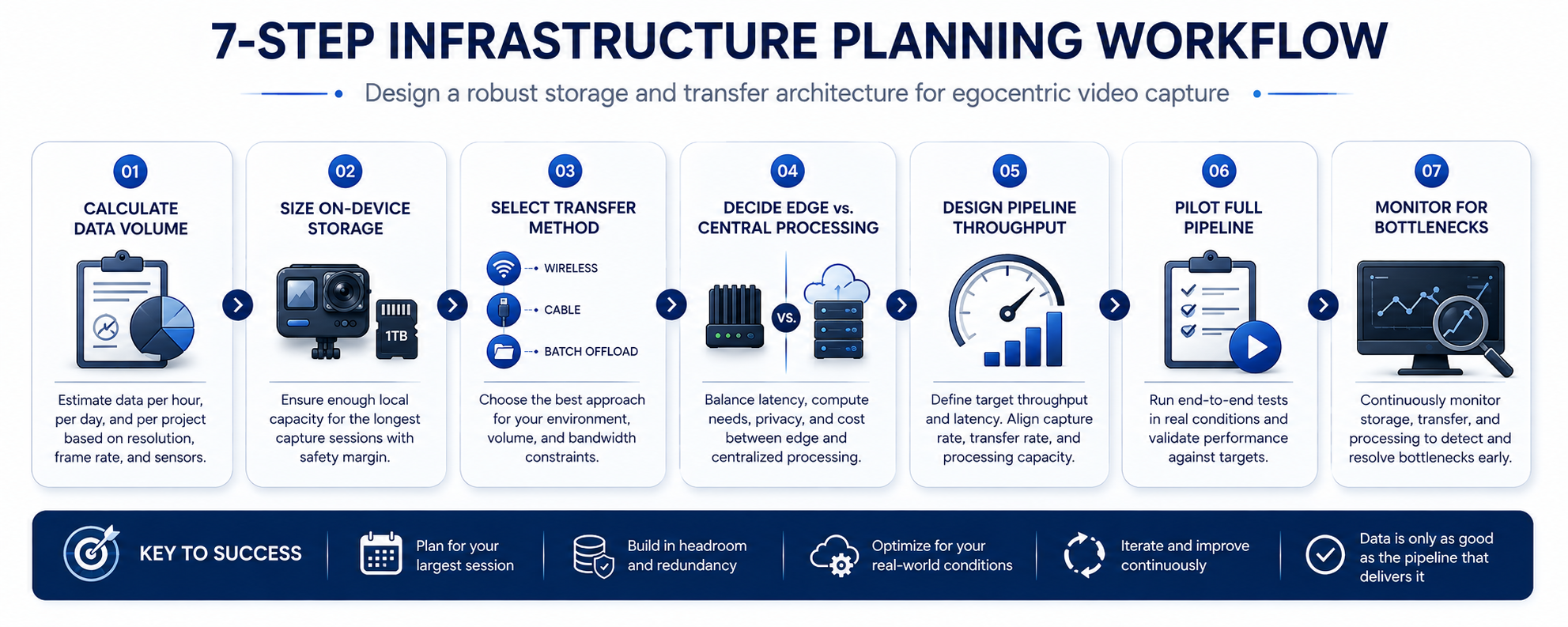 Flowchart for planning storage and transfer architecture for egocentric video capture