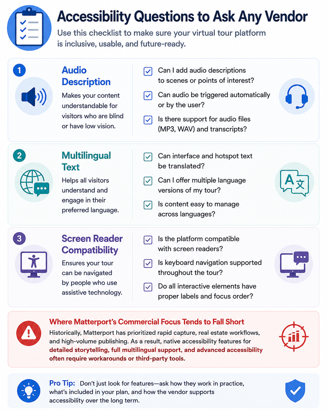 Specific accessibility questions worth asking before choosing any platform, including alternatives.