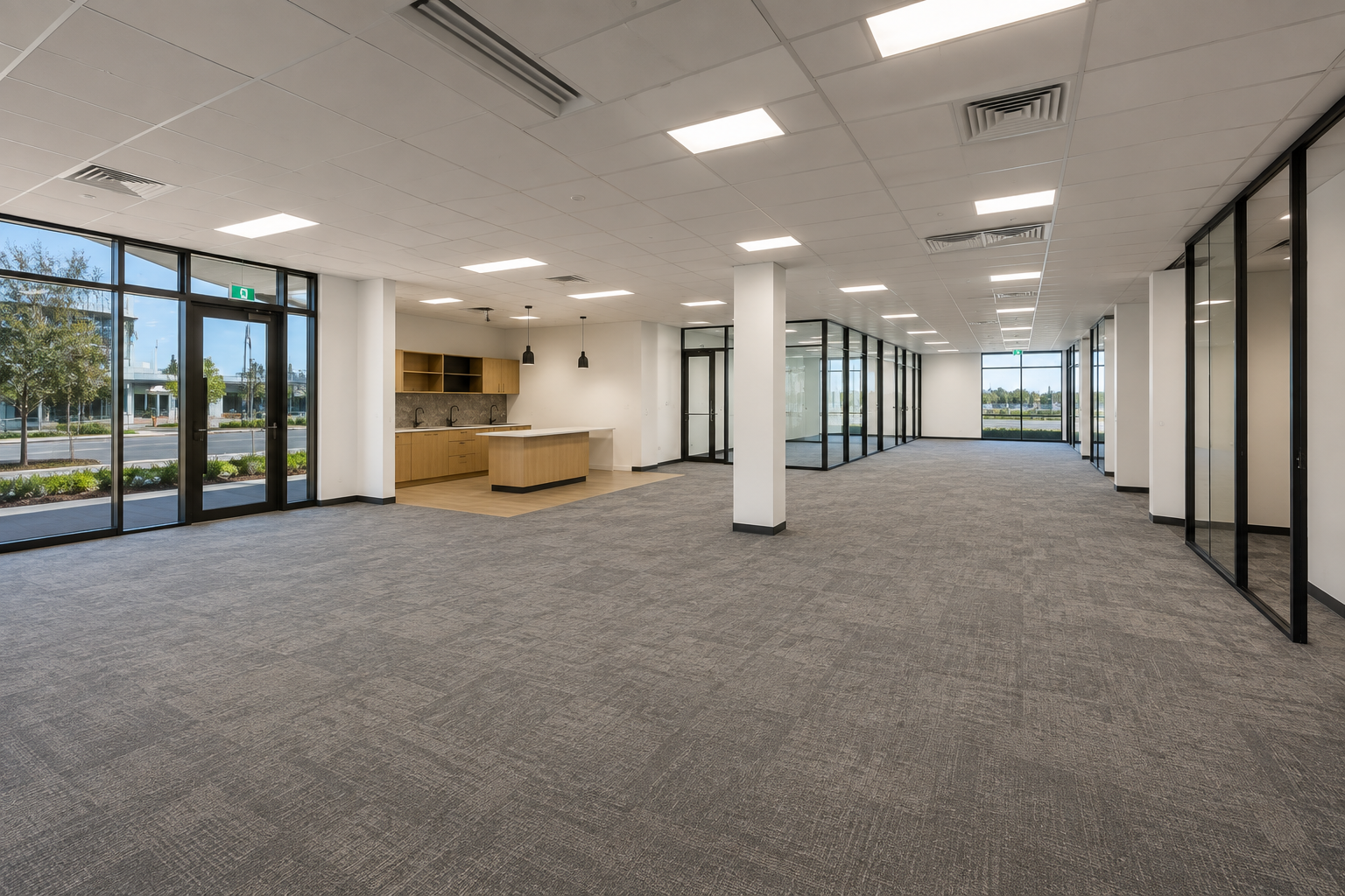 Commercial property virtual tour of a modern open office space