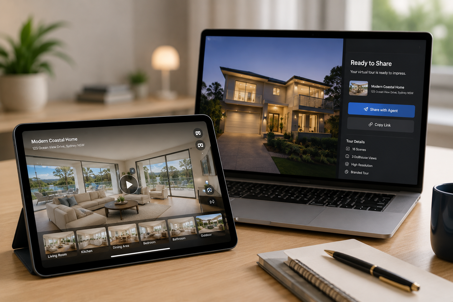 CloudPano virtual tour delivered to a real estate agent ready for a realestate.com.au listing