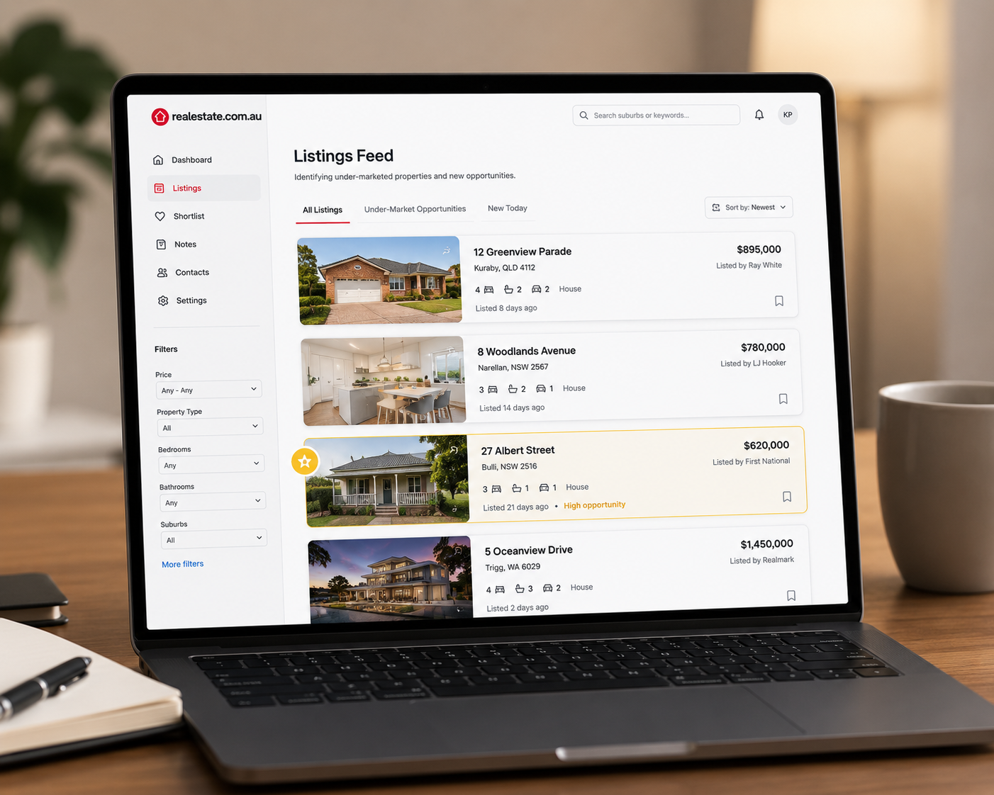 Screen showing listing research used to get real estate photography clients