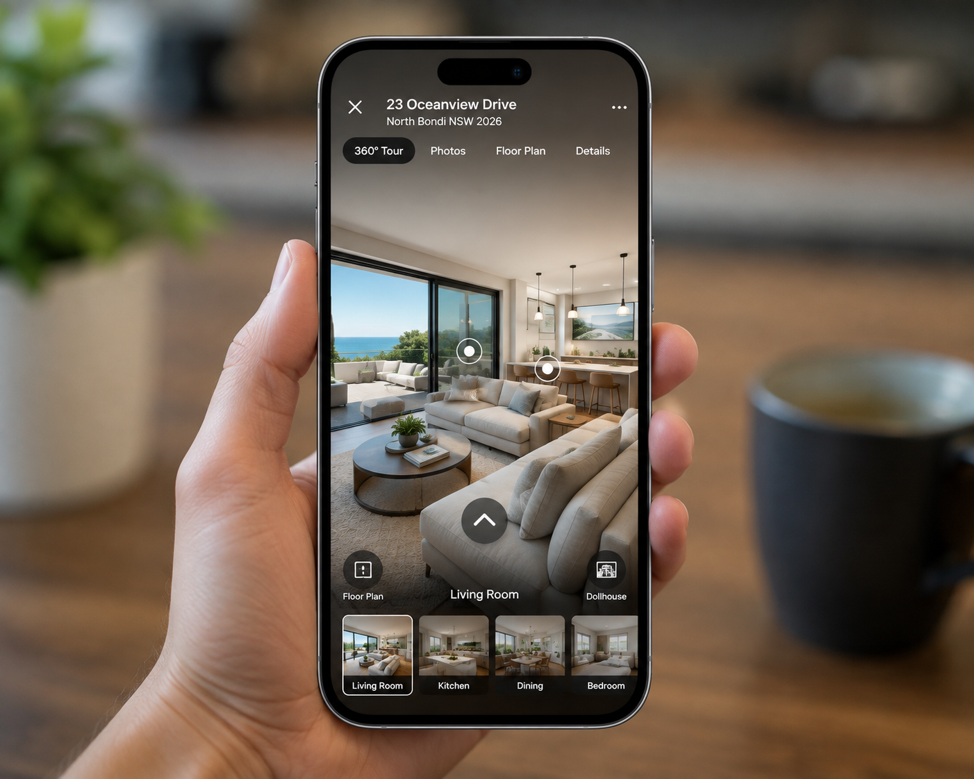 Mobile phone displaying a virtual tour to check it is mobile-friendly before publishing