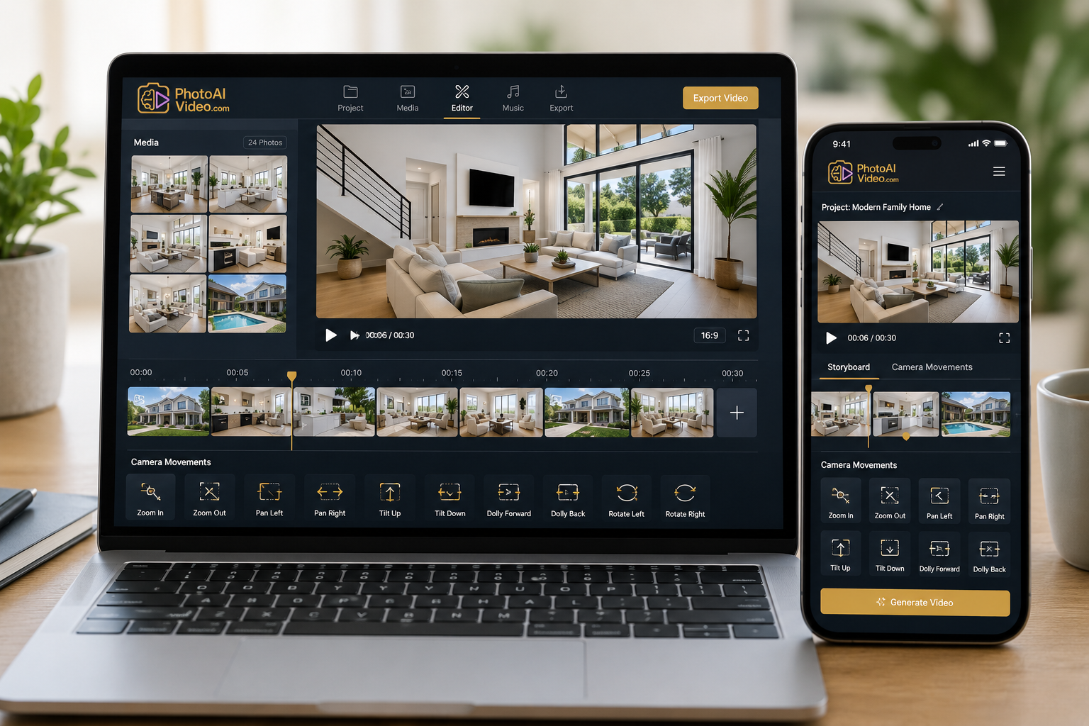 AI video generator app turning real estate photos into marketing video
