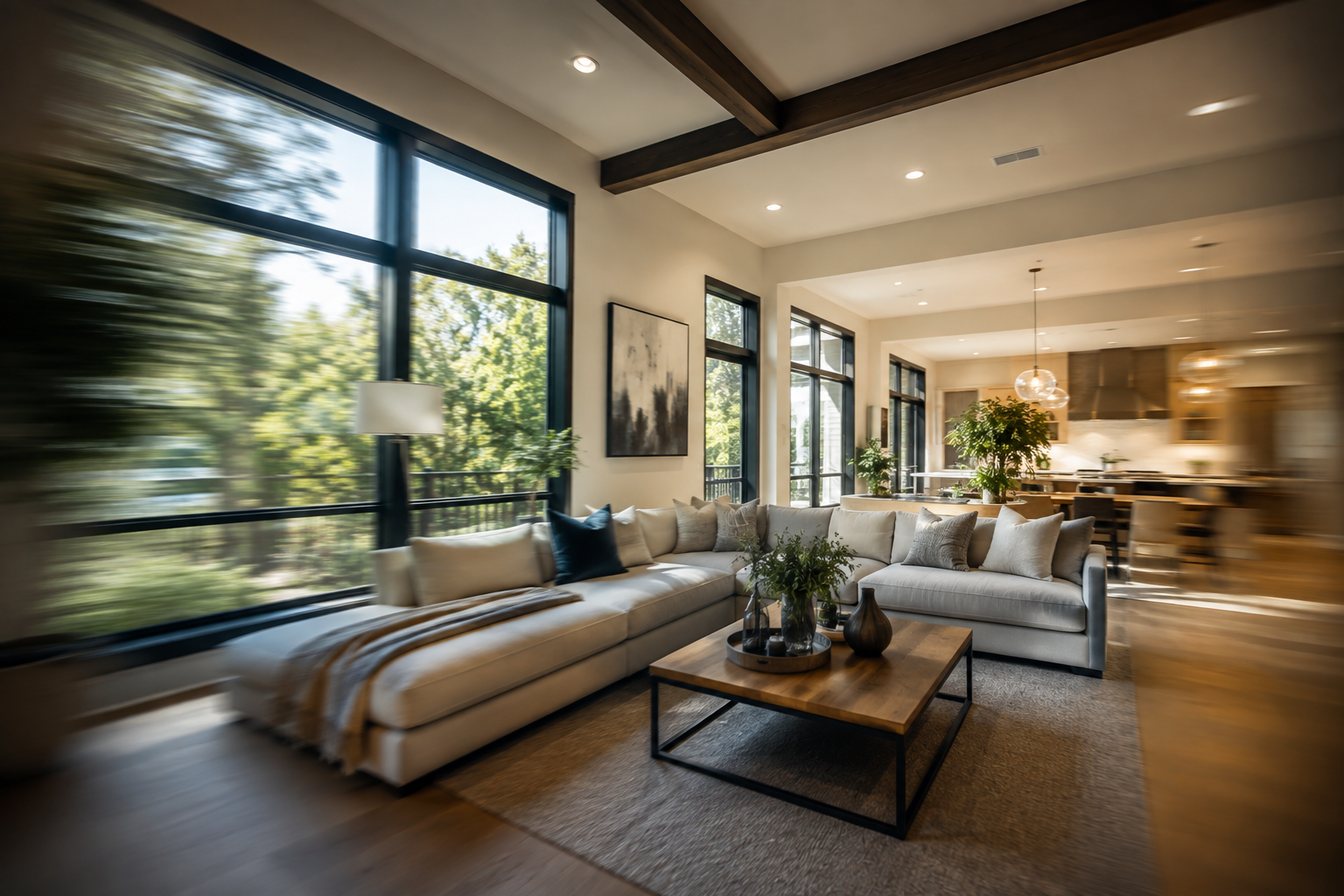 Camera pan and tilt movement used in a property walkthrough video