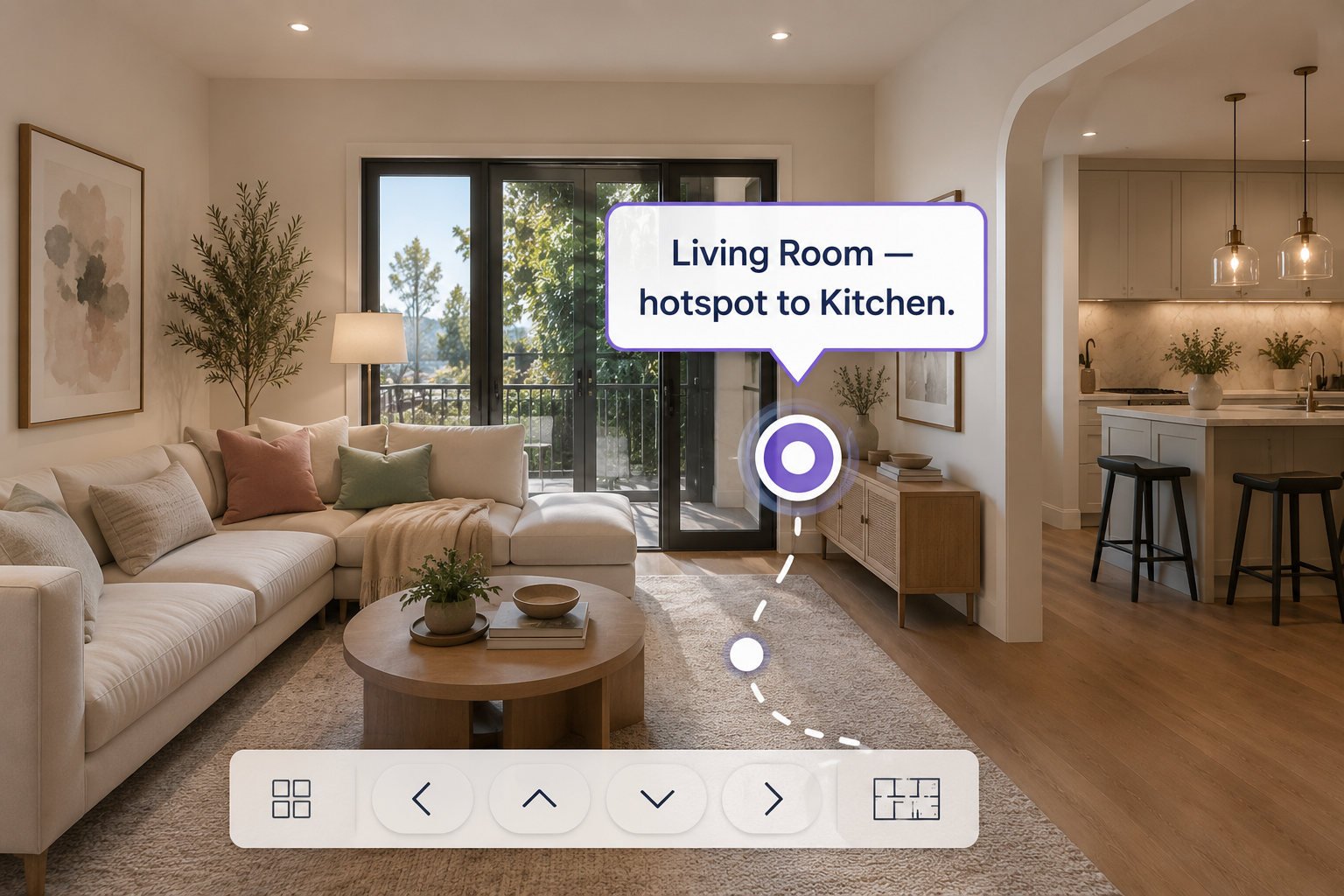 Example of a labeled hotspot being announced by a screen reader in a virtual tour