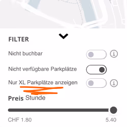 Nur XL Parkplätze anzeigen an oder aus