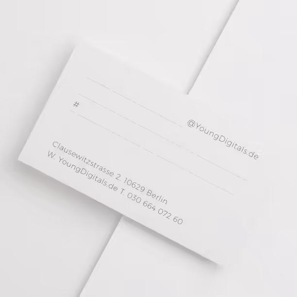 Backside Mockup business card Young Digitals Consulting GmbH Logo icon