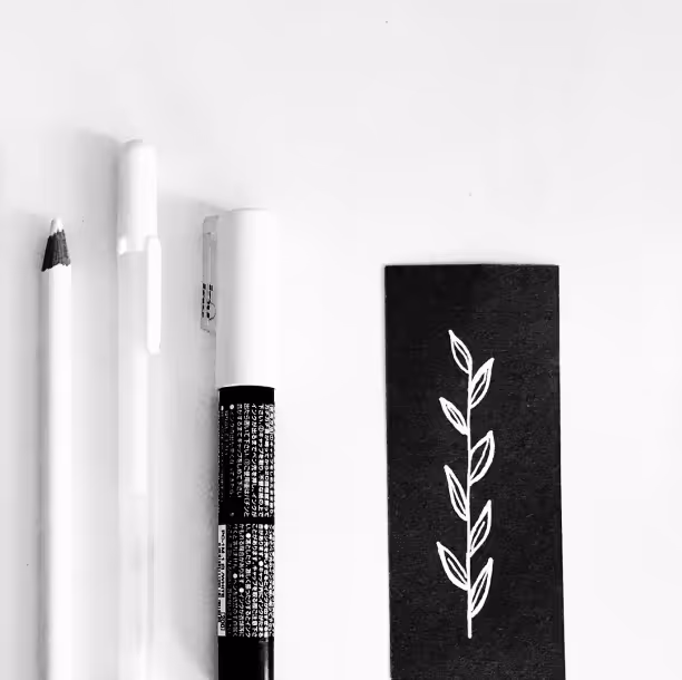 Pen, pencil, marker, leafs