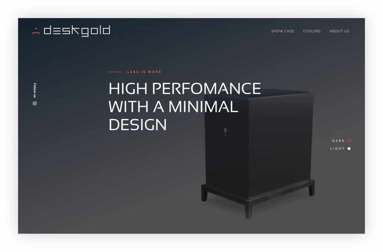 Deskgold dark mode screen layout