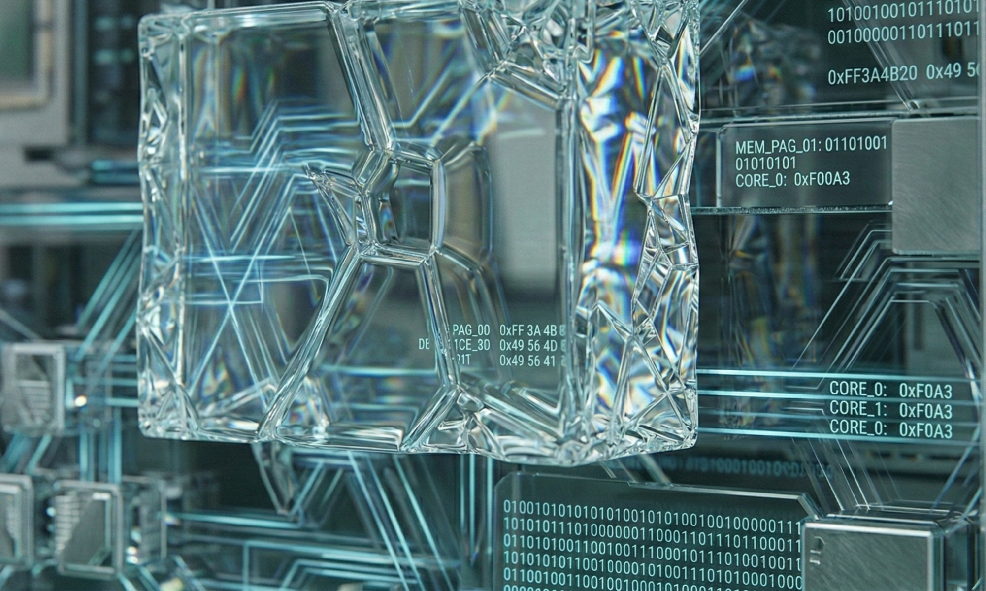 Abstract illustration of AI-driven software interfaces showing uncertainty in outputs and decision-making across digital products.