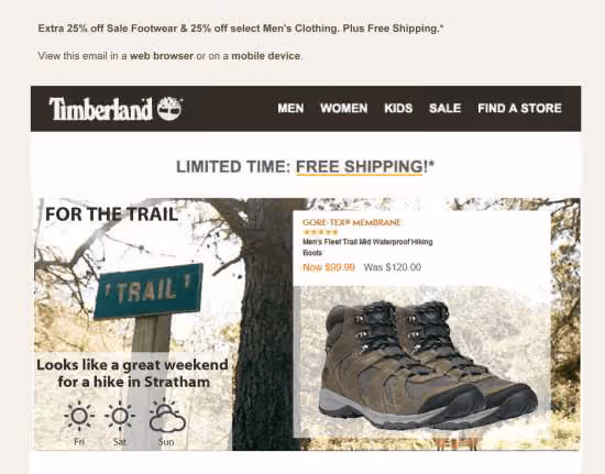 Weather responsive email marketing