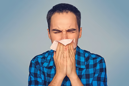 man with stuffy runny nose