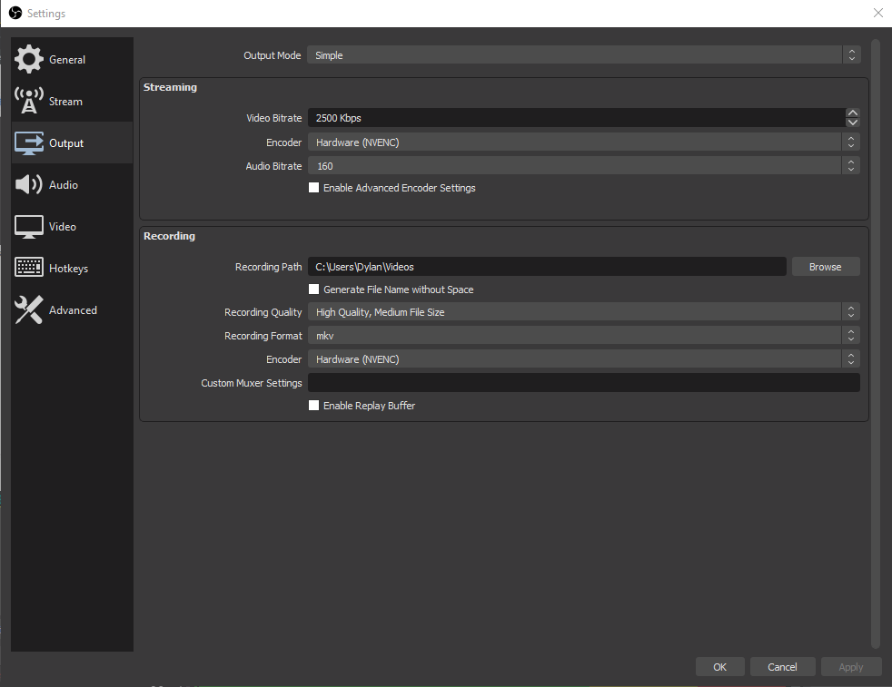 OBS set output path