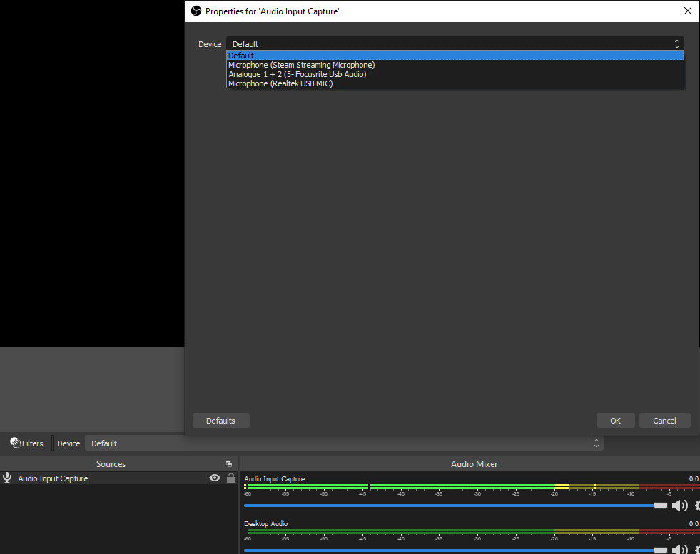 OBS add audio input capture