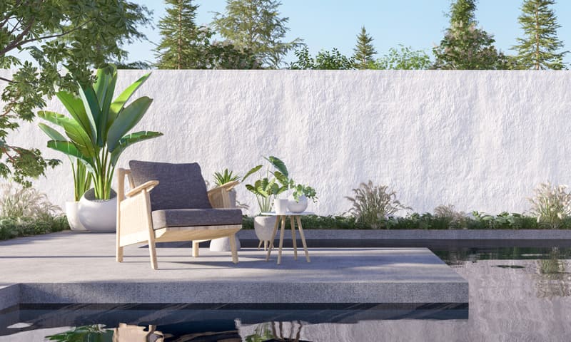 Flooring - garden seating area with concrete slabs