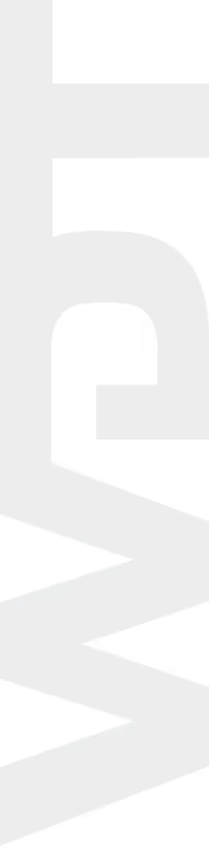 A large dark gray letter W on a white background, rotated 90 degrees counterclockwise.