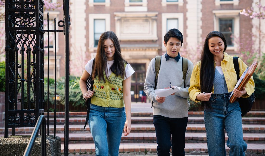 Three Students On a University Campus