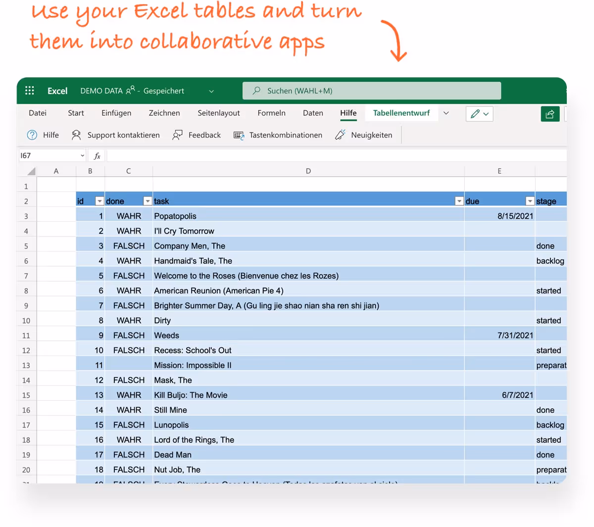 co-author Excel on mobile