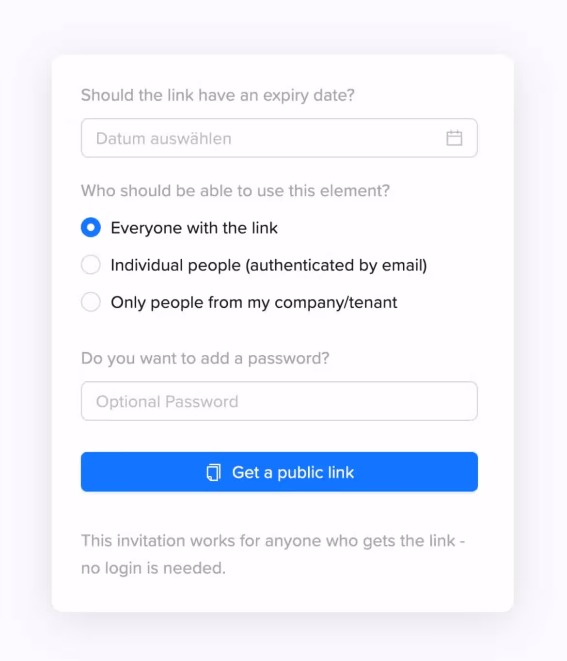 Access settings for apps