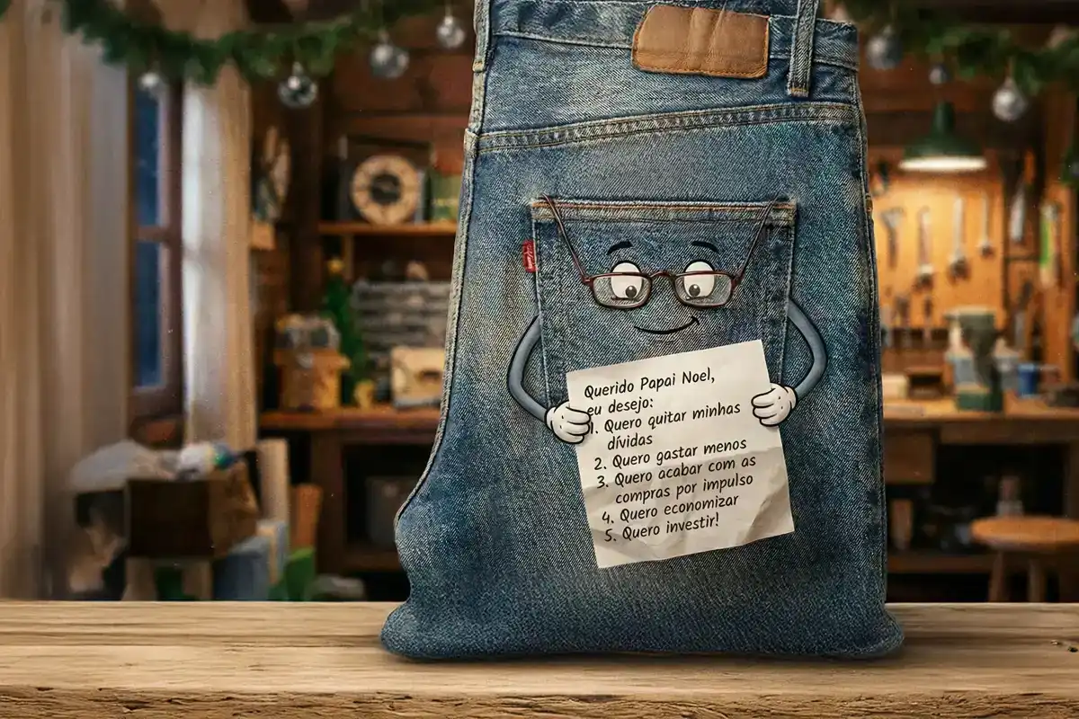 Um bolso escrevendo uma carta para o Papai Noel