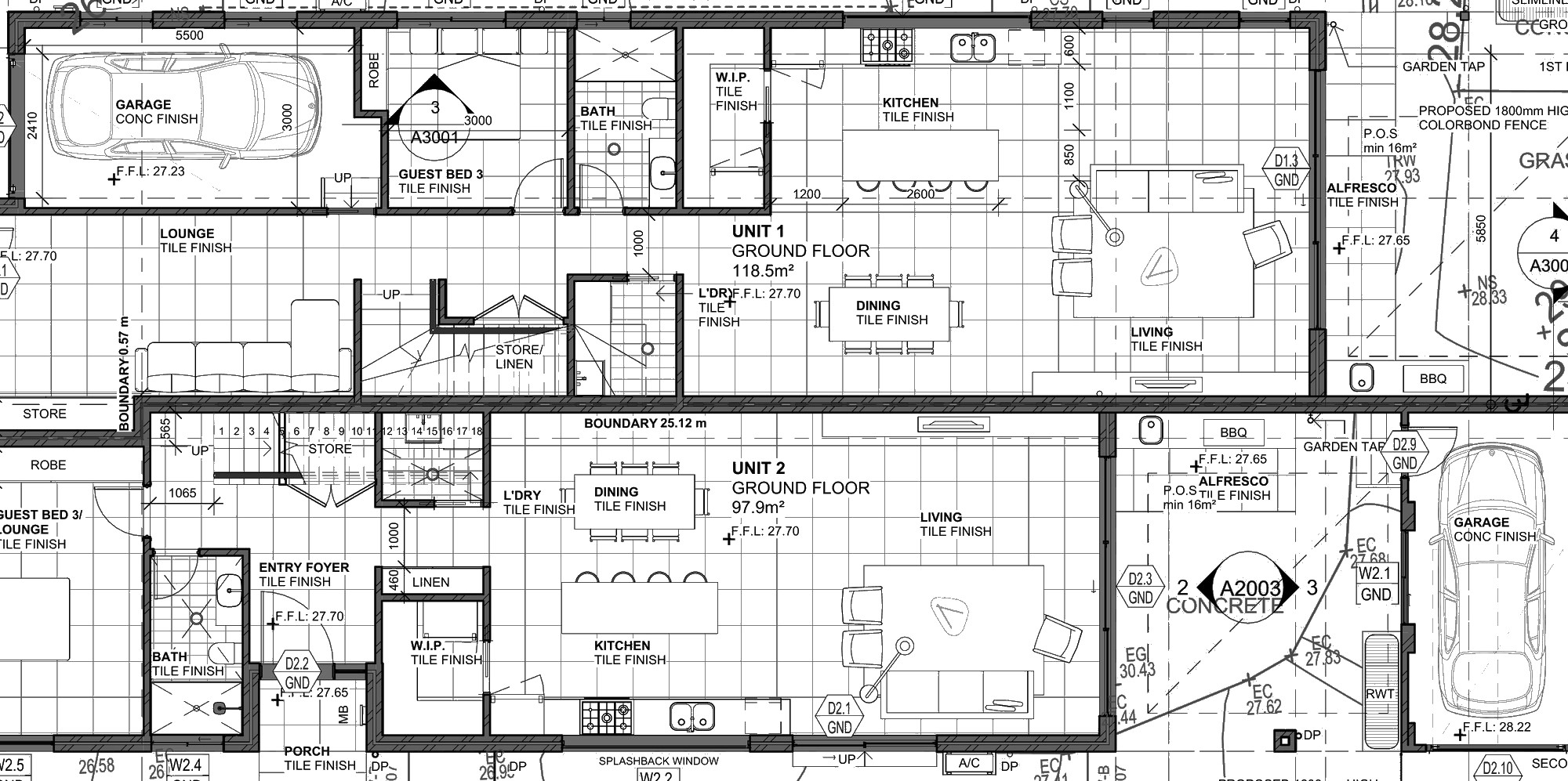 Example duplex ground floor plan built by Sydbuilt