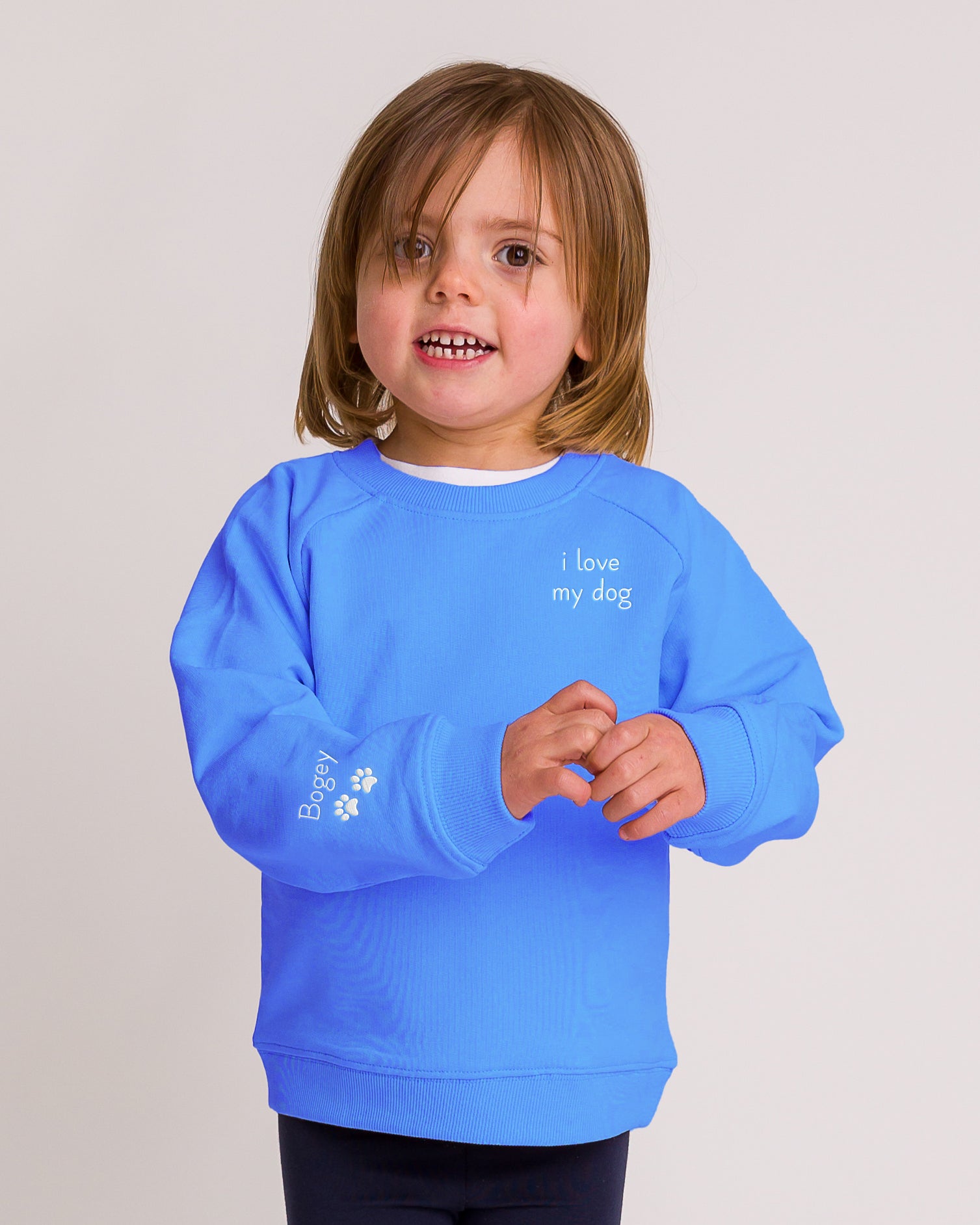 The Organic Embroidered Pullover Sweatshirt [I Love My Dog]
