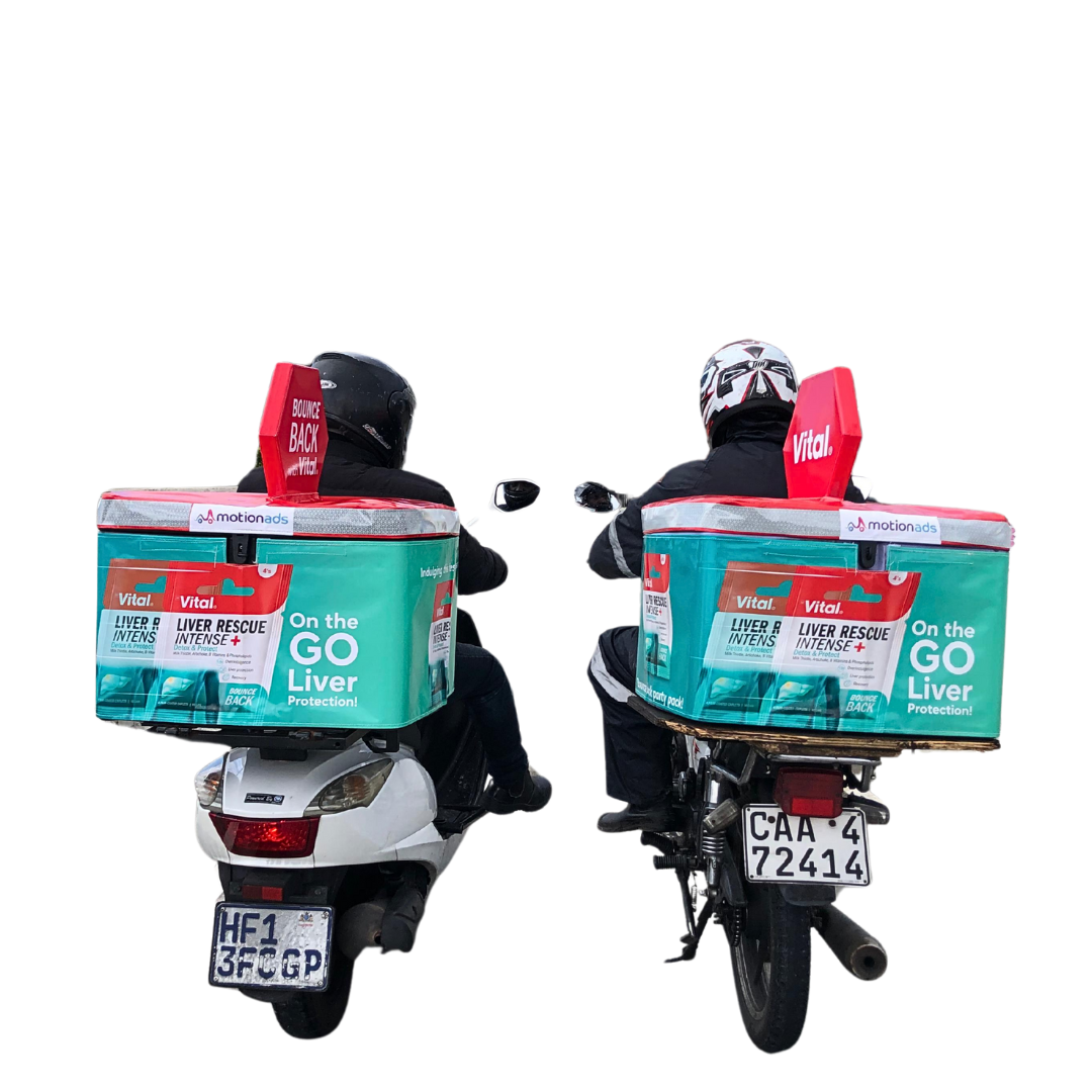 Unique outdoor advertising branded delivery bikes