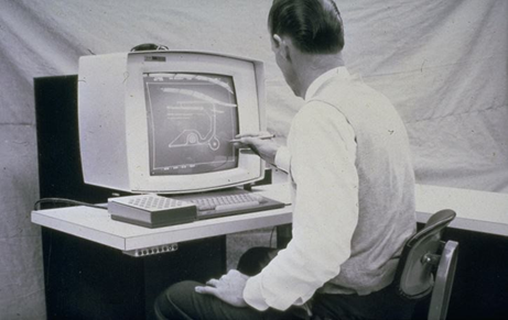 Harold Bradley at IBM 2250 Terminal designing NC part