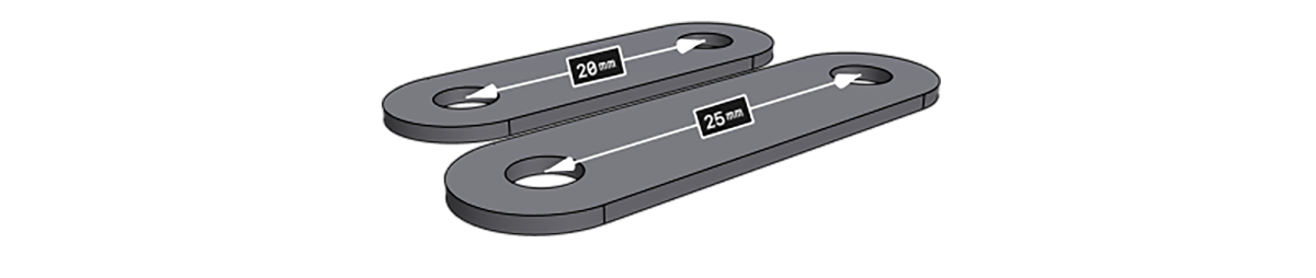 A simple part with two holes and the measured distance displayed between them