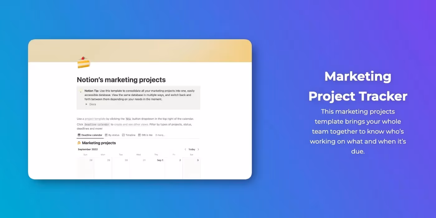 Aesthetic Notion Templates - Marketing Project Tracker