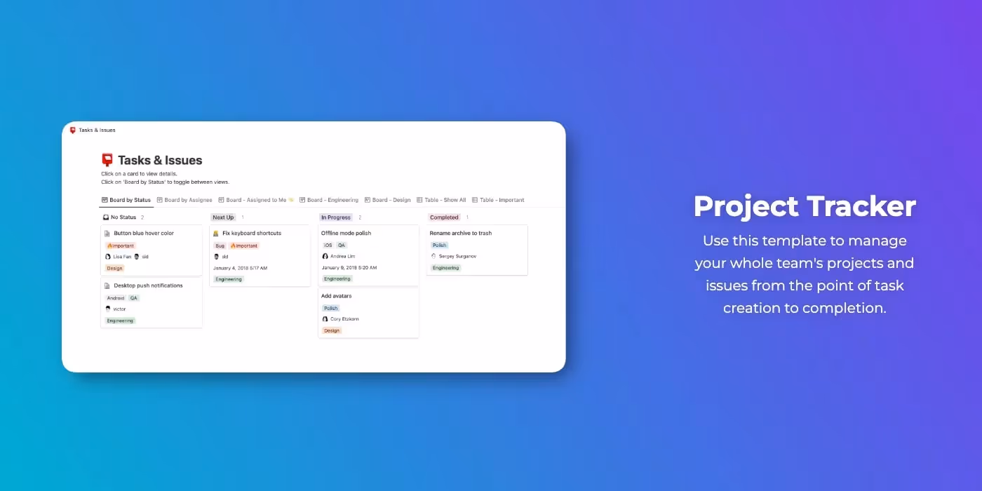 Aesthetic Notion Templates - Project Tracker