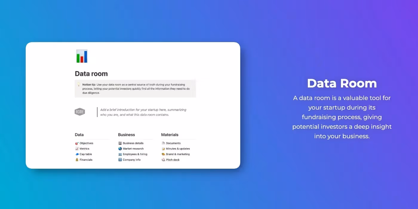 Aesthetic Notion Templates - Data Room