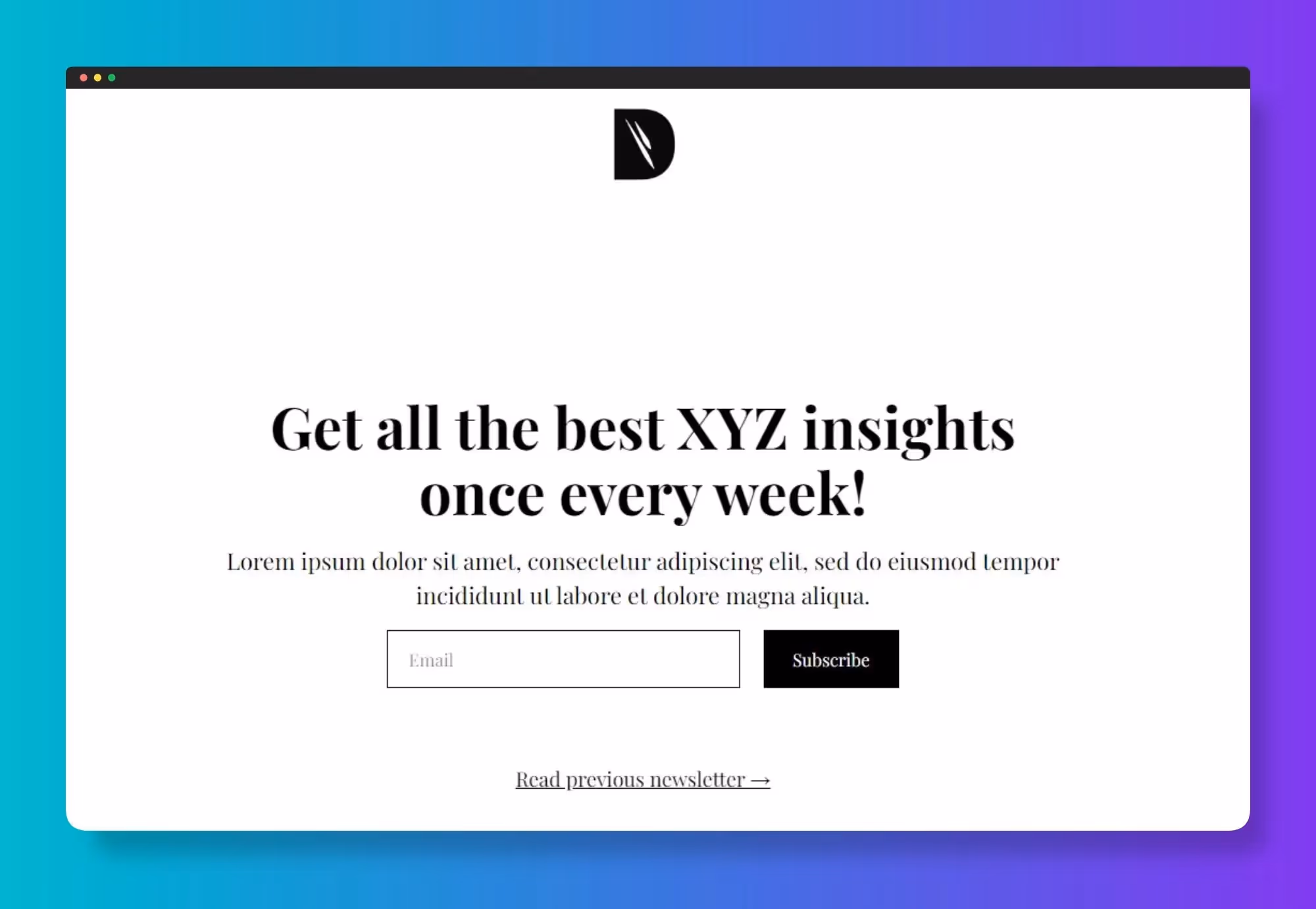 Carrd Template - Type 1 for Newsletter Sign-Up Pages
