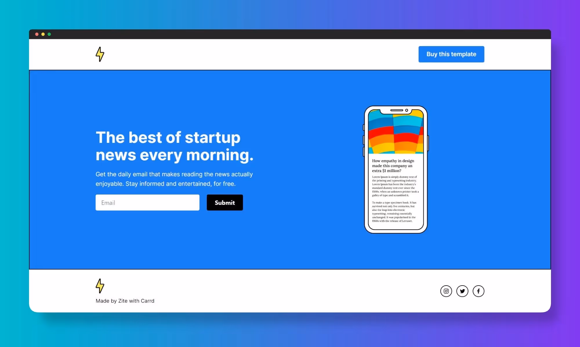 Carrd Template - Type 2 for Newsletter Sign-Up Pages