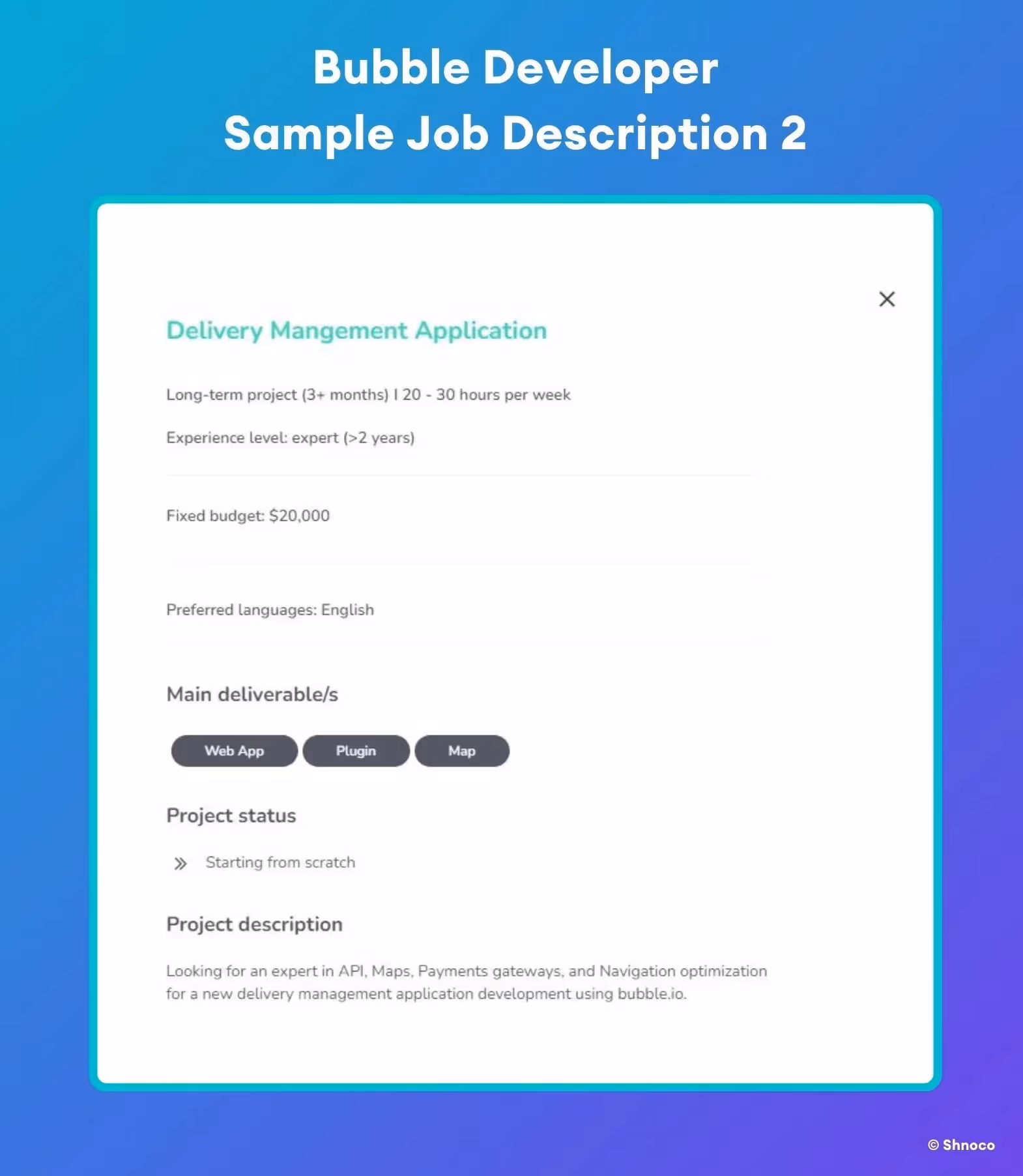 Bubble Developer - Sample Job Description 2
